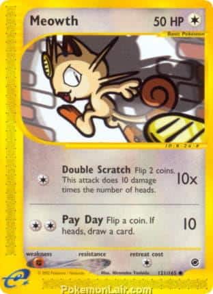 2002 Pokemon Trading Card Game Expedition Base Price List 121 Meowth