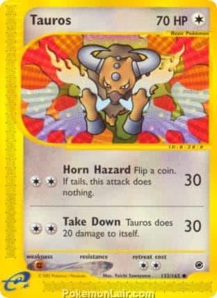 2002 Pokemon Trading Card Game Expedition Base Price List 133 Tauros