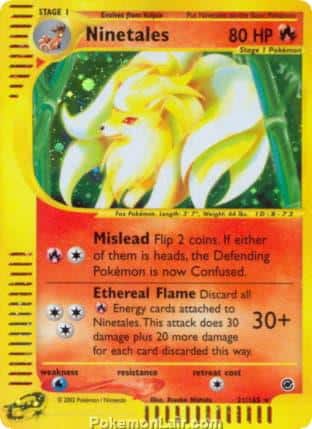 2002 Pokemon Trading Card Game Expedition Base Price List 21 Ninetales