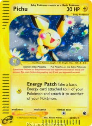 2002 Pokemon Trading Card Game Expedition Base Price List 22 Pichu