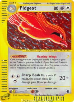 2002 Pokemon Trading Card Game Expedition Base Price List 23 Pidgeot