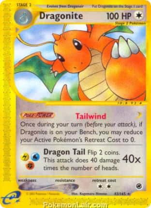 2002 Pokemon Trading Card Game Expedition Base Price List 43 Dragonite