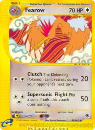 2002 Pokemon Trading Card Game Expedition Base Price List 45 Fearow