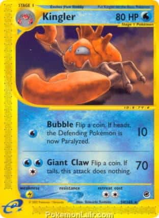 2002 Pokemon Trading Card Game Expedition Base Price List 50 Kingler