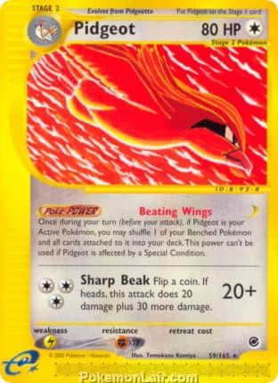 2002 Pokemon Trading Card Game Expedition Base Price List 59 Pidgeot