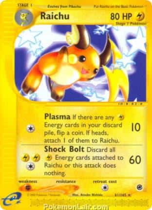 2002 Pokemon Trading Card Game Expedition Base Price List 61 Raichu