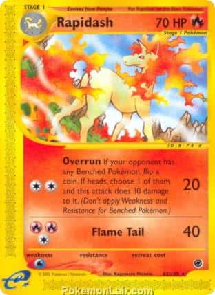 2002 Pokemon Trading Card Game Expedition Base Price List 62 Rapidash