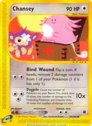 2002 Pokemon Trading Card Game Expedition Base Price List 72 Chansey