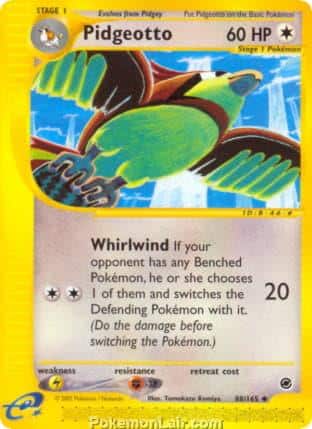 2002 Pokemon Trading Card Game Expedition Base Price List 88 Pidgeotto