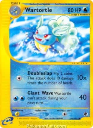 2002 Pokemon Trading Card Game Expedition Base Price List 92 Wartortle