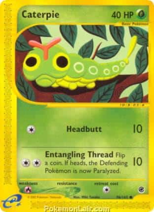 2002 Pokemon Trading Card Game Expedition Base Price List 96 Caterpie