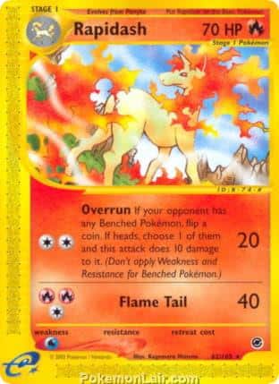 2002 Pokemon Trading Card Game Expedition Base Set 62 Rapidash