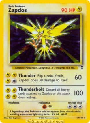 2002 Pokemon Trading Card Game Legendary Collection Price List 19 Zapdos