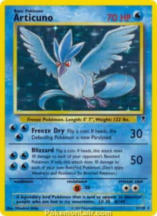 2002 Pokemon Trading Card Game Legendary Collection Price List 2 Articuno