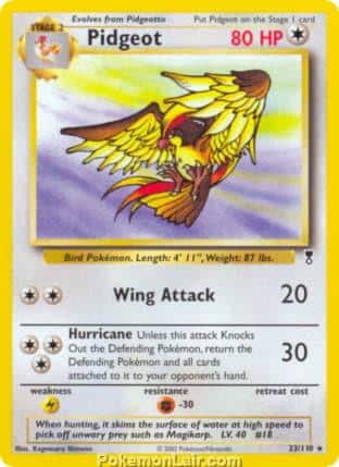 2002 Pokemon Trading Card Game Legendary Collection Price List 33 Pidgeot