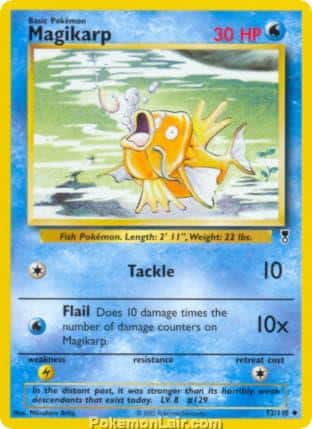 2002 Pokemon Trading Card Game Legendary Collection Price List 52 Magikarp
