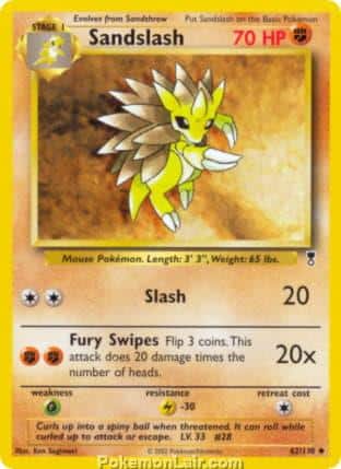 2002 Pokemon Trading Card Game Legendary Collection Price List 62 Sandslash