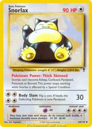 2002 Pokemon Trading Card Game Legendary Collection Price List 64 Snorlax