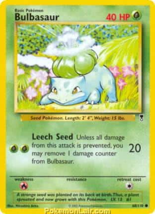 2002 Pokemon Trading Card Game Legendary Collection Price List 68 Bulbasaur