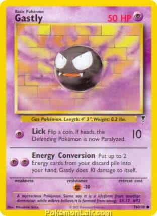 2002 Pokemon Trading Card Game Legendary Collection Price List 76 Gastly