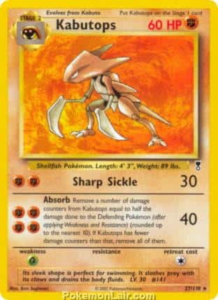 2002 Pokemon Trading Card Game Legendary Collection Set 27 Kabutops