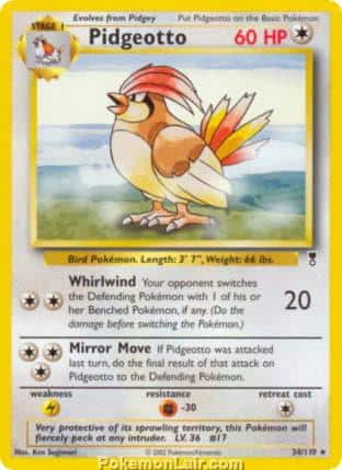 2002 Pokemon Trading Card Game Legendary Collection Set 34 Pidgeotto
