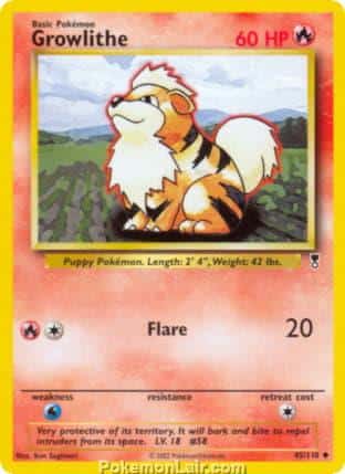 2002 Pokemon Trading Card Game Legendary Collection Set 45 Growlithe