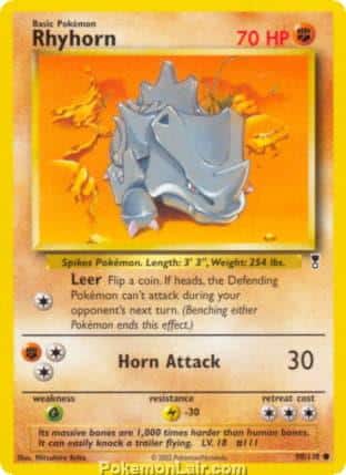 2002 Pokemon Trading Card Game Legendary Collection Set 90 Rhyhorn