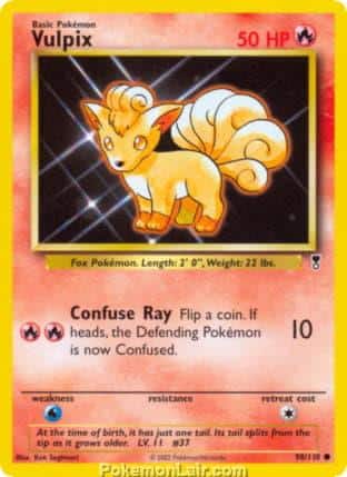 2002 Pokemon Trading Card Game Legendary Collection Set 98 Vulpix