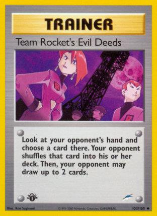 2002 Pokemon Trading Card Game NEO Destiny Price List 103 Team Rockets Evil Deeds