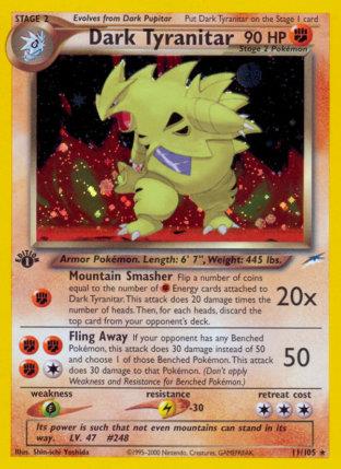 2002 Pokemon Trading Card Game NEO Destiny Price List 11 Dark Tyranitar