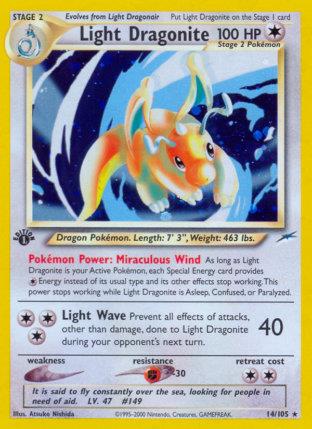2002 Pokemon Trading Card Game NEO Destiny Price List 14 Light Dragonite