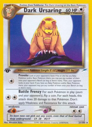 2002 Pokemon Trading Card Game NEO Destiny Price List 21 Dark Ursaring