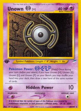 2002 Pokemon Trading Card Game NEO Destiny Price List 28 Unown H