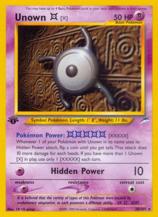 2002 Pokemon Trading Card Game NEO Destiny Price List 30 Unown X