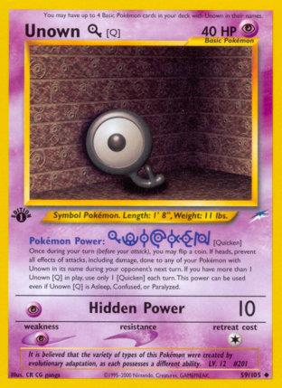 2002 Pokemon Trading Card Game NEO Destiny Price List 59 Unown Q