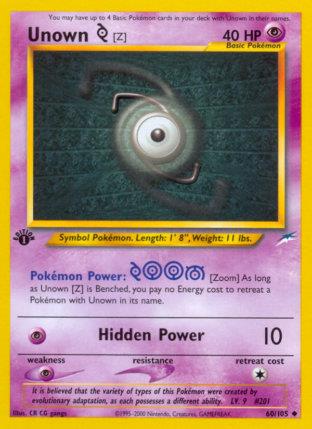 2002 Pokemon Trading Card Game NEO Destiny Price List 60 Unown Z