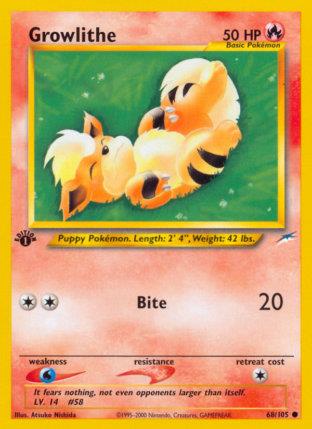 2002 Pokemon Trading Card Game NEO Destiny Price List 68 Growlithe