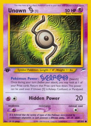 2002 Pokemon Trading Card Game NEO Destiny Price List 87 Unown S