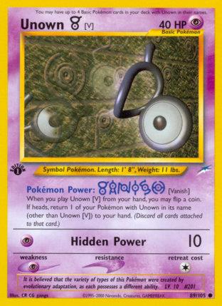 2002 Pokemon Trading Card Game NEO Destiny Price List 89 Unown V