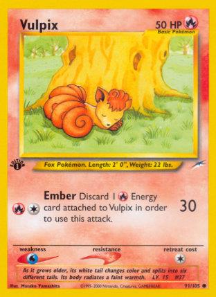 2002 Pokemon Trading Card Game NEO Destiny Price List 91 Vulpix