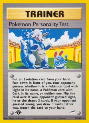 2002 Pokemon Trading Card Game NEO Destiny Set 102 Pokemon Personality Test