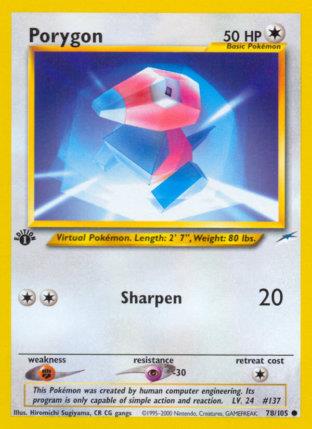 2002 Pokemon Trading Card Game NEO Destiny Set 78 Porygon