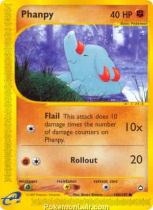 2003 Pokemon Trading Card Game Aquapolis Price List 100 Phanpy