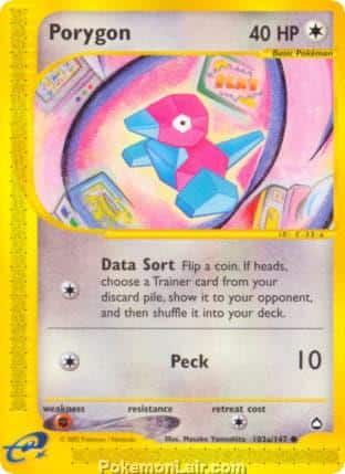2003 Pokemon Trading Card Game Aquapolis Price List 103 Porygon