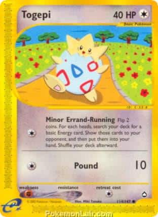 2003 Pokemon Trading Card Game Aquapolis Price List 114 Togepi
