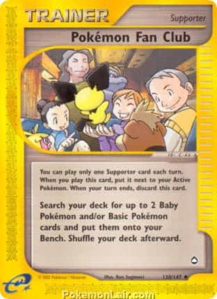2003 Pokemon Trading Card Game Aquapolis Price List 130 Pokemon Fan Club