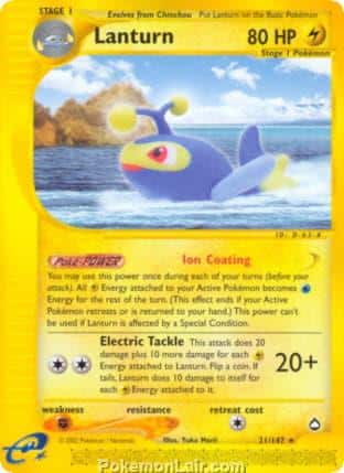 2003 Pokemon Trading Card Game Aquapolis Price List 21 Lanturn