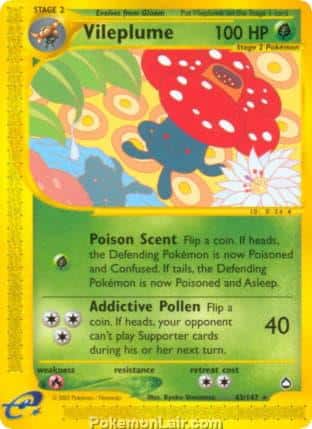 2003 Pokemon Trading Card Game Aquapolis Price List 43 Vileplume