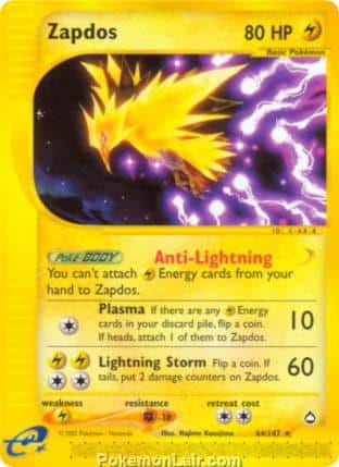 2003 Pokemon Trading Card Game Aquapolis Price List 44 Zapdos